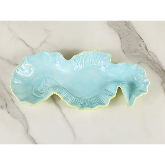 Seahorse Shaped Tray Kate Williams Turquoise 10" Ceramic Glazed 90s Vintage - Picture 5 of 15